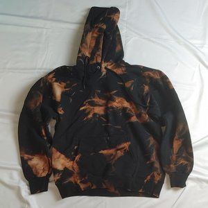 hanes black hoodie with bleached tie dye size m new without tags